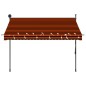Einziehbare Markise Handbetrieben mit LED 250 cm Orange Braun Einziehbare Markise Handbetrieben mit LED 250 cm Orange Braun
