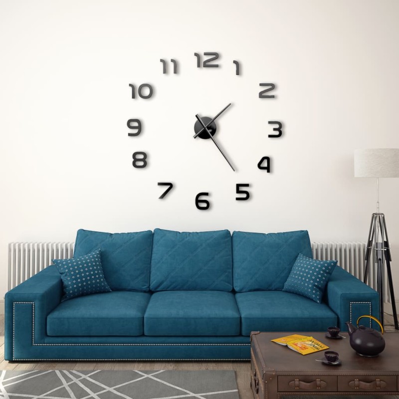3D-Wanduhr Modernes Design 100 cm XXL Schwarz 3D-Wanduhr Modernes Design 100 cm XXL Schwarz