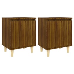 Nachttische 2 Stk. Massivholz-Beinen Braun Eiche 40x30x50cm