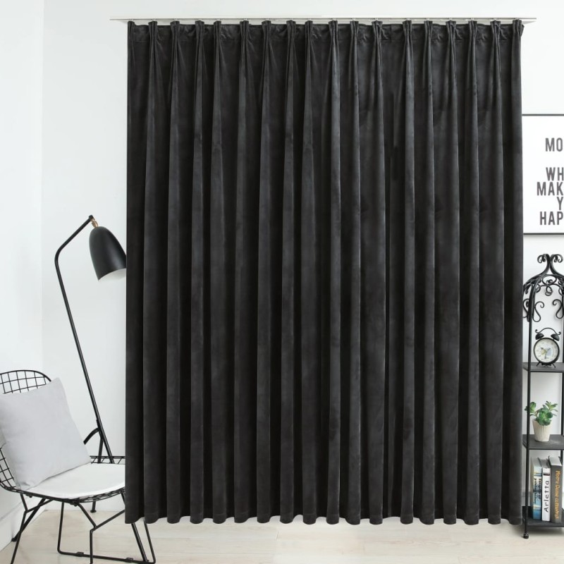 vidaXL Verdunkelungsvorhang mit Haken Samt Anthrazit 290 x 245 cm vidaXL Verdunkelungsvorhang mit Haken Samt Anthrazit 290 x 245 cm