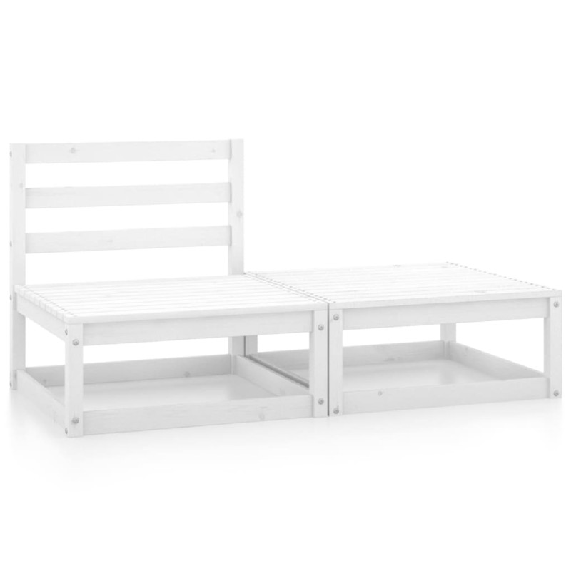 2-tlg. Garten-Lounge-Set Weiß Kiefer Massivholz 2-tlg. Garten-Lounge-Set Weiß Kiefer Massivholz