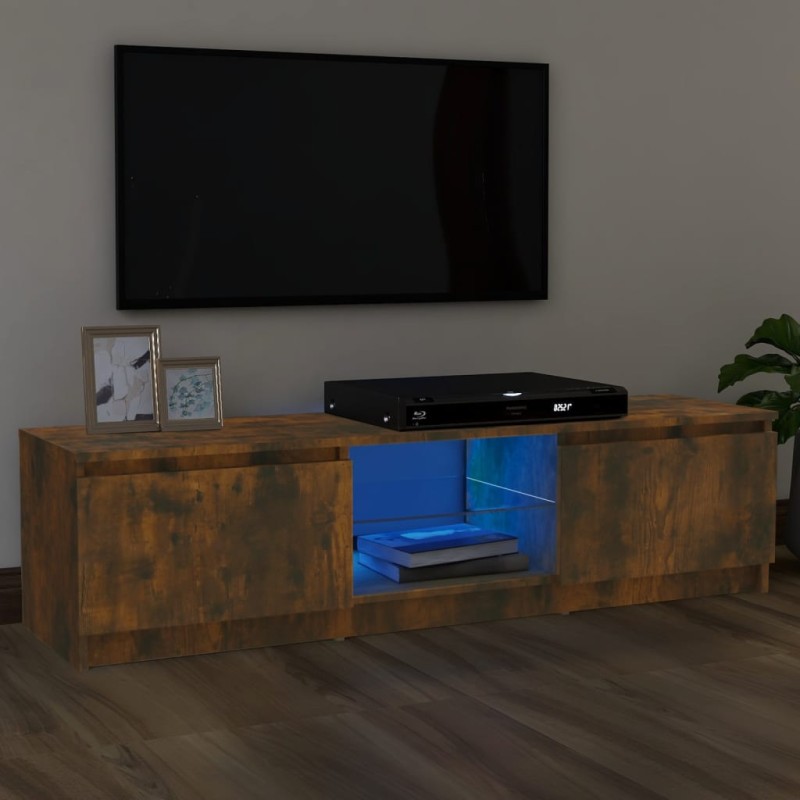 TV-Schrank mit LED-Leuchten Räuchereiche 120x30x35,5 cm TV-Schrank mit LED-Leuchten Räuchereiche 120x30x35,5 cm