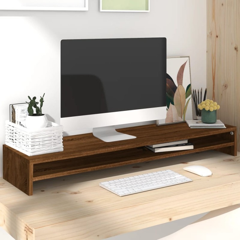 Monitorständer Braun Eichen-Optik 100x24x13 cm Holzwerkstoff Monitorständer Braun Eichen-Optik 100x24x13 cm Holzwerkstoff