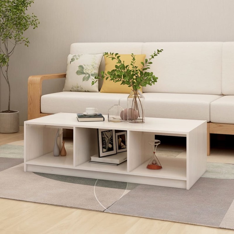 vidaXL Couchtisch Weiß 110x50x34 cm Massivholz Kiefer vidaXL Couchtisch Weiß 110x50x34 cm Massivholz Kiefer