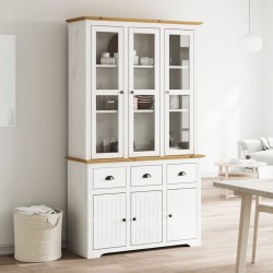 Highboard BODO Weiß Braun 115,5x43x200,5 cm Massivholz Kiefer