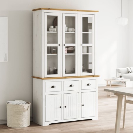 Highboard BODO Weiß Braun 115,5x43x200,5 cm Massivholz Kiefer