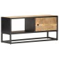 TV-Schrank mit Geschnitzter Tür 90x30x40 cm Raues Mangoholz TV-Schrank mit Geschnitzter Tür 90x30x40 cm Raues Mangoholz