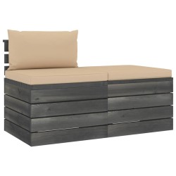 vidaXL 2-tlg. Garten-Sofagarnitur aus Paletten mit Kissen Kiefernholz