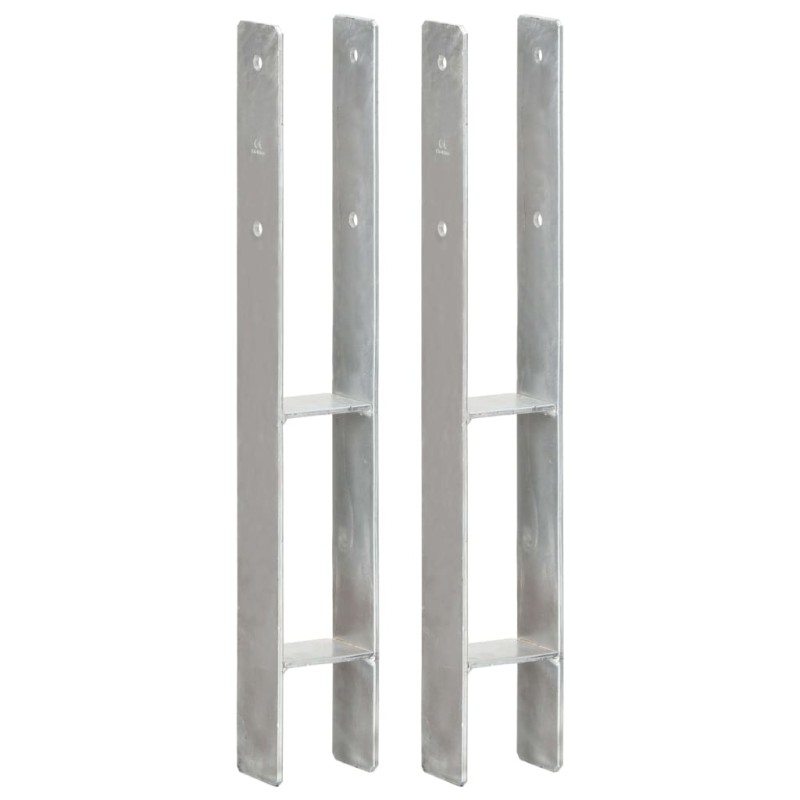 Pfostenträger 2 Stk. Silbern 8×6×60 cm Verzinkter Stahl Pfostenträger 2 Stk. Silbern 8×6×60 cm Verzinkter Stahl