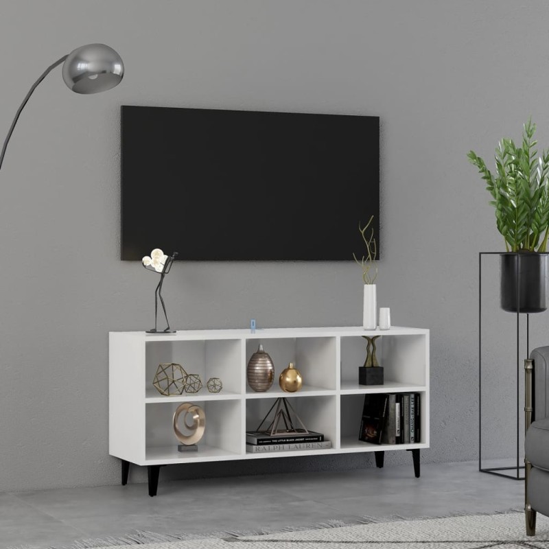 TV-Schrank mit Metallbeinen Hochglanz-Weiß 103,5x30x50 cm TV-Schrank mit Metallbeinen Hochglanz-Weiß 103,5x30x50 cm