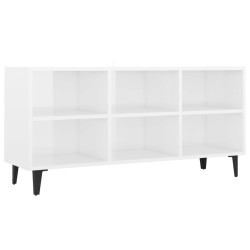 TV-Schrank mit Metallbeinen Hochglanz-Weiß 103,5x30x50 cm