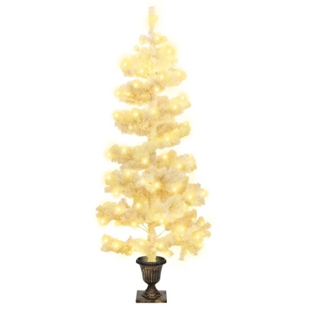 Spiral-Weihnachtsbaum mit Topf und LEDs Weiß 120 cm PVC