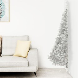 Künstlicher Halb-Weihnachtsbaum mit Ständer Silbern 210 cm PVC