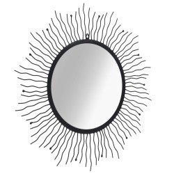 vidaXL Wandspiegel Sonnenform 80 cm Schwarz