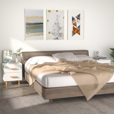 vidaXL Nachttische 2 Stk. Hochglanz Weiß 40x35x47,5 cm
