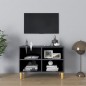 TV-Schrank mit Massivholz-Beinen Hochglanz-Grau 69,5x30x50 cm TV-Schrank mit Massivholz-Beinen Hochglanz-Grau 69,5x30x50 cm
