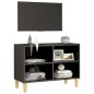 TV-Schrank mit Massivholz-Beinen Hochglanz-Grau 69,5x30x50 cm TV-Schrank mit Massivholz-Beinen Hochglanz-Grau 69,5x30x50 cm