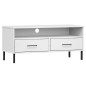 TV-Schrank OSLO mit Metallbeinen Weiß Massivholz Kiefer TV-Schrank OSLO mit Metallbeinen Weiß Massivholz Kiefer