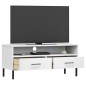TV-Schrank OSLO mit Metallbeinen Weiß Massivholz Kiefer TV-Schrank OSLO mit Metallbeinen Weiß Massivholz Kiefer