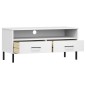 TV-Schrank OSLO mit Metallbeinen Weiß Massivholz Kiefer TV-Schrank OSLO mit Metallbeinen Weiß Massivholz Kiefer