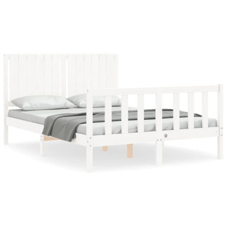 vidaXL Massivholzbett mit Kopfteil Weiß 140x190 cm