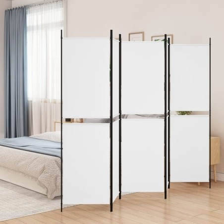 5-tlg. Paravent Weiß 250x200 cm Stoff