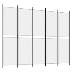 5-tlg. Paravent Weiß 250x200 cm Stoff