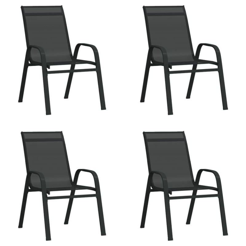 Stapelbare Gartenstühle 4 Stk. Schwarz Textilene Stapelbare Gartenstühle 4 Stk. Schwarz Textilene