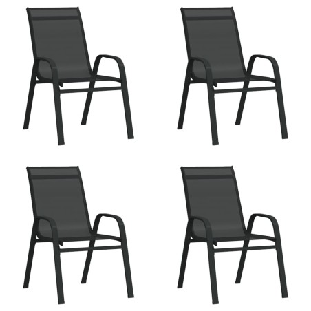 Stapelbare Gartenstühle 4 Stk. Schwarz Textilene