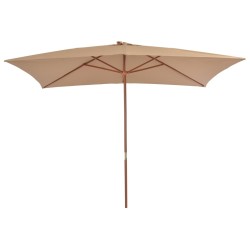 vidaXL Sonnenschirm mit Holz-Mast 200×300 cm Taupe