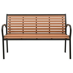 Gartenbank Schwarz und Braun 116 cm Stahl und WPC
