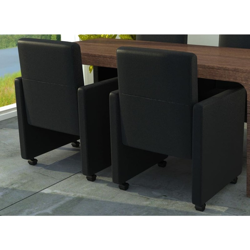 vidaXL Esszimmerstühle 2 Stk. Schwarz Kunstleder vidaXL Esszimmerstühle 2 Stk. Schwarz Kunstleder