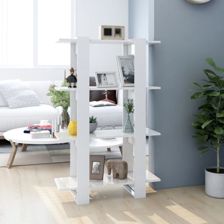 vidaXL Bücherregal/Raumteiler Hochglanz-Weiß 80x30x123,5cm
