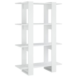 vidaXL Bücherregal/Raumteiler Hochglanz-Weiß 80x30x123,5cm