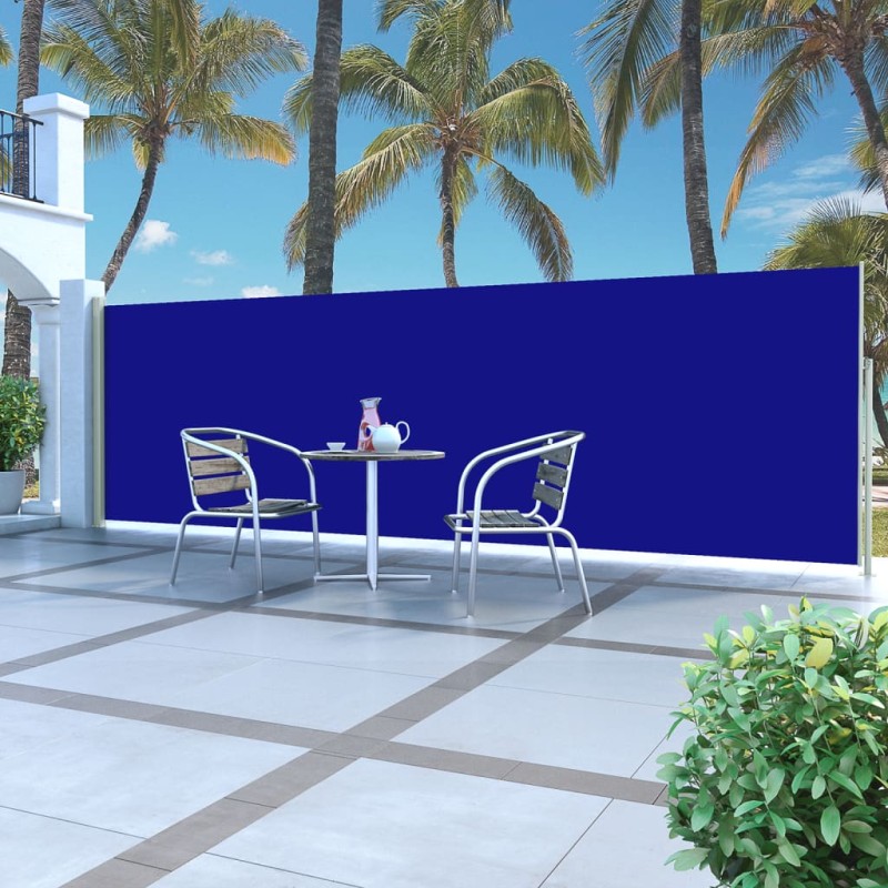 vidaXL Ausziehbare Seitenmarkise 160x500 cm Blau vidaXL Ausziehbare Seitenmarkise 160x500 cm Blau
