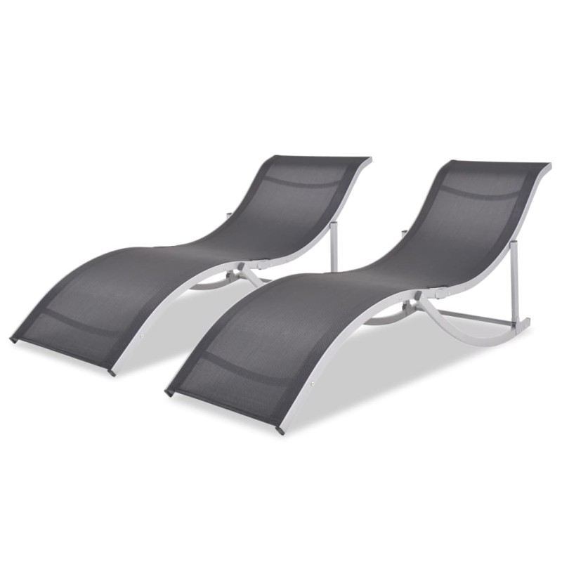 vidaXL Klappbare Sonnenliegen 2 Stk. Aluminium und Textilene vidaXL Klappbare Sonnenliegen 2 Stk. Aluminium und Textilene