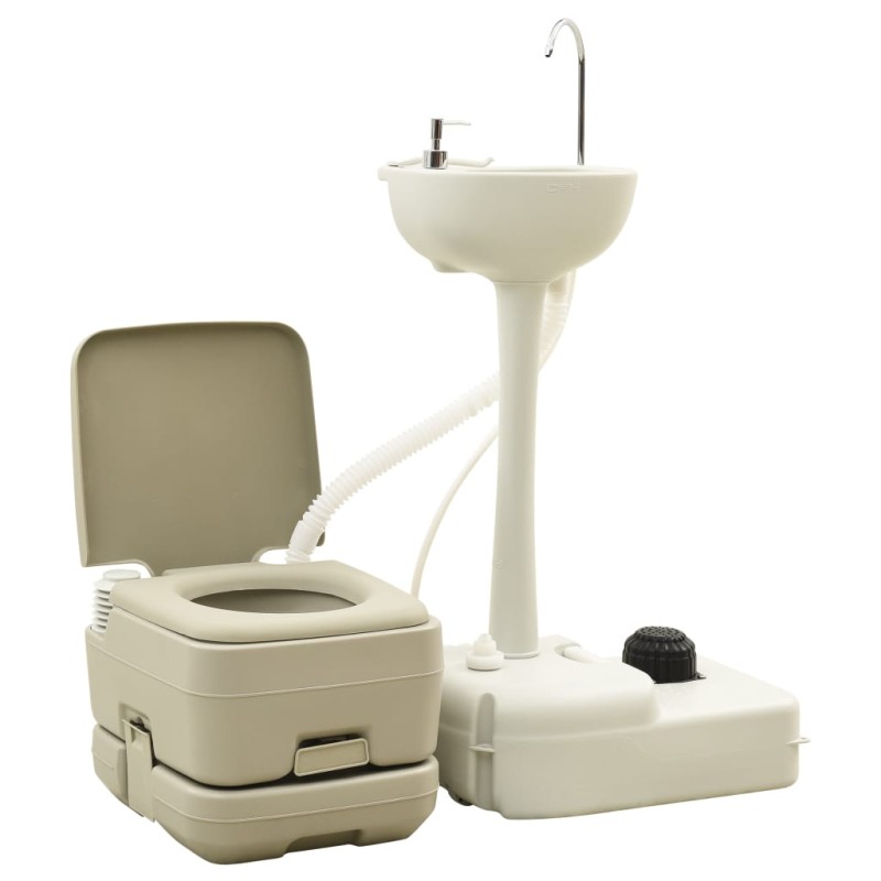 Campingtoilette 10+10L und Handwaschbecken 20L Set Tragbar Grau Campingtoilette 10+10L und Handwaschbecken 20L Set Tragbar Grau