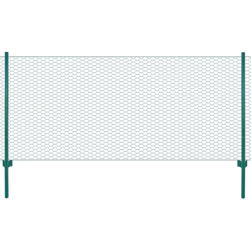 Maschendrahtzaun mit Pfosten Stahl 25 x 1 m Grün Maschendrahtzaun mit Pfosten Stahl 25 x 1 m Grün