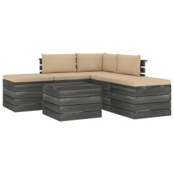 vidaXL 6-tlg. Garten-Sofagarnitur aus Paletten mit Kissen Kiefernholz