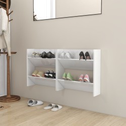 Wand-Schuhschränke 2 Stk. Hochglanz-Weiß 60x18x60cm