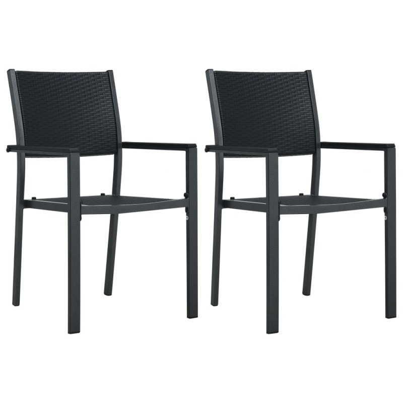 Gartenstühle 2 Stk. Schwarz Kunststoff Rattan-Optik Gartenstühle 2 Stk. Schwarz Kunststoff Rattan-Optik
