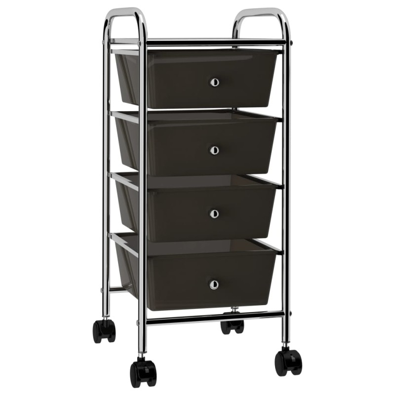 Schubladenwagen mit 4 Schubladen Schwarz Kunststoff Schubladenwagen mit 4 Schubladen Schwarz Kunststoff