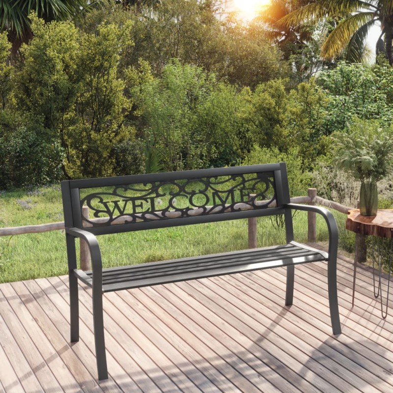 Gartenbank 125 cm Stahl Schwarz Gartenbank 125 cm Stahl Schwarz