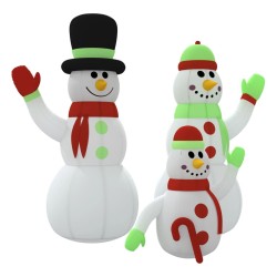 Aufblasbare Schneemann-Familie mit LEDs 360 cm