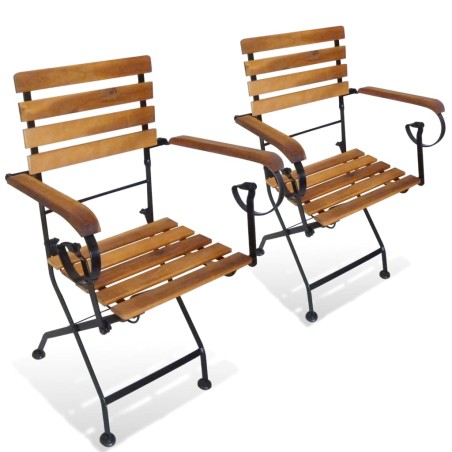 Klappbare Gartenstühle 2 Stk. Stahl und Massivholz Akazie
