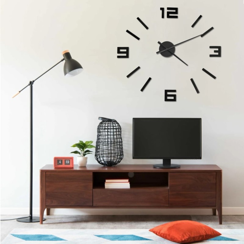 3D-Wanduhr Modernes Design Schwarz 100 cm XXL 3D-Wanduhr Modernes Design Schwarz 100 cm XXL