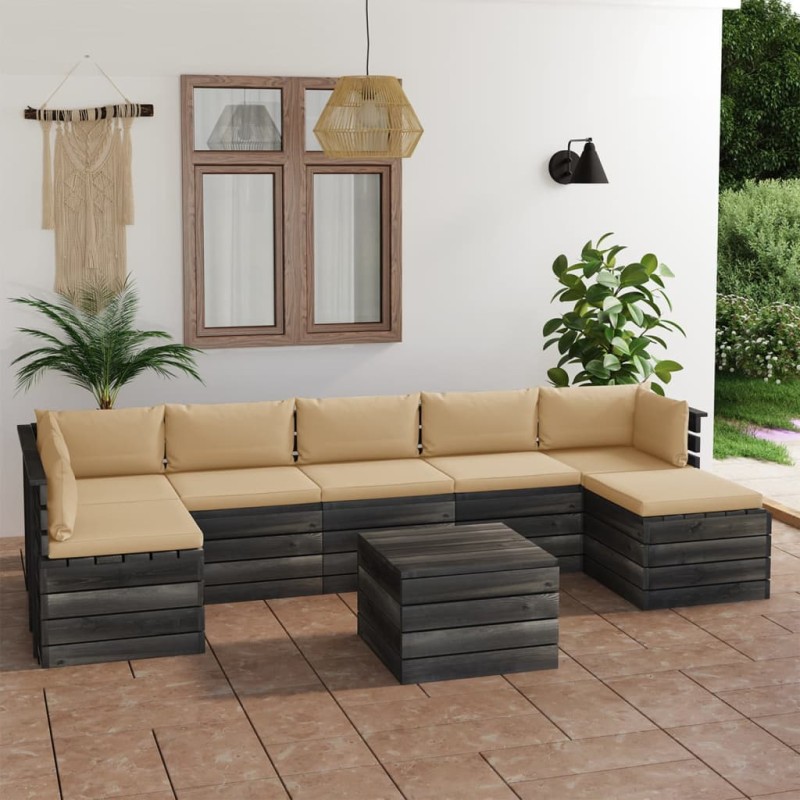vidaXL 8-tlg. Garten-Sofagarnitur aus Paletten mit Kissen Kiefernholz vidaXL 8-tlg. Garten-Sofagarnitur aus Paletten mit Kissen Kiefernholz