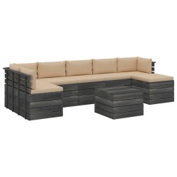 vidaXL 8-tlg. Garten-Sofagarnitur aus Paletten mit Kissen Kiefernholz