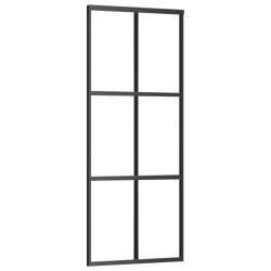 vidaXL Schiebetür ESG-Glas und Aluminium 76x205 cm Schwarz