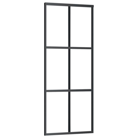 vidaXL Schiebetür ESG-Glas und Aluminium 76x205 cm Schwarz